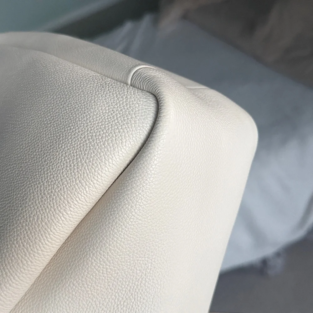 TORY BURCH Small Romy Tote Light Cream Leather Bag Handbag Silver Accents - Picture 7 of 16